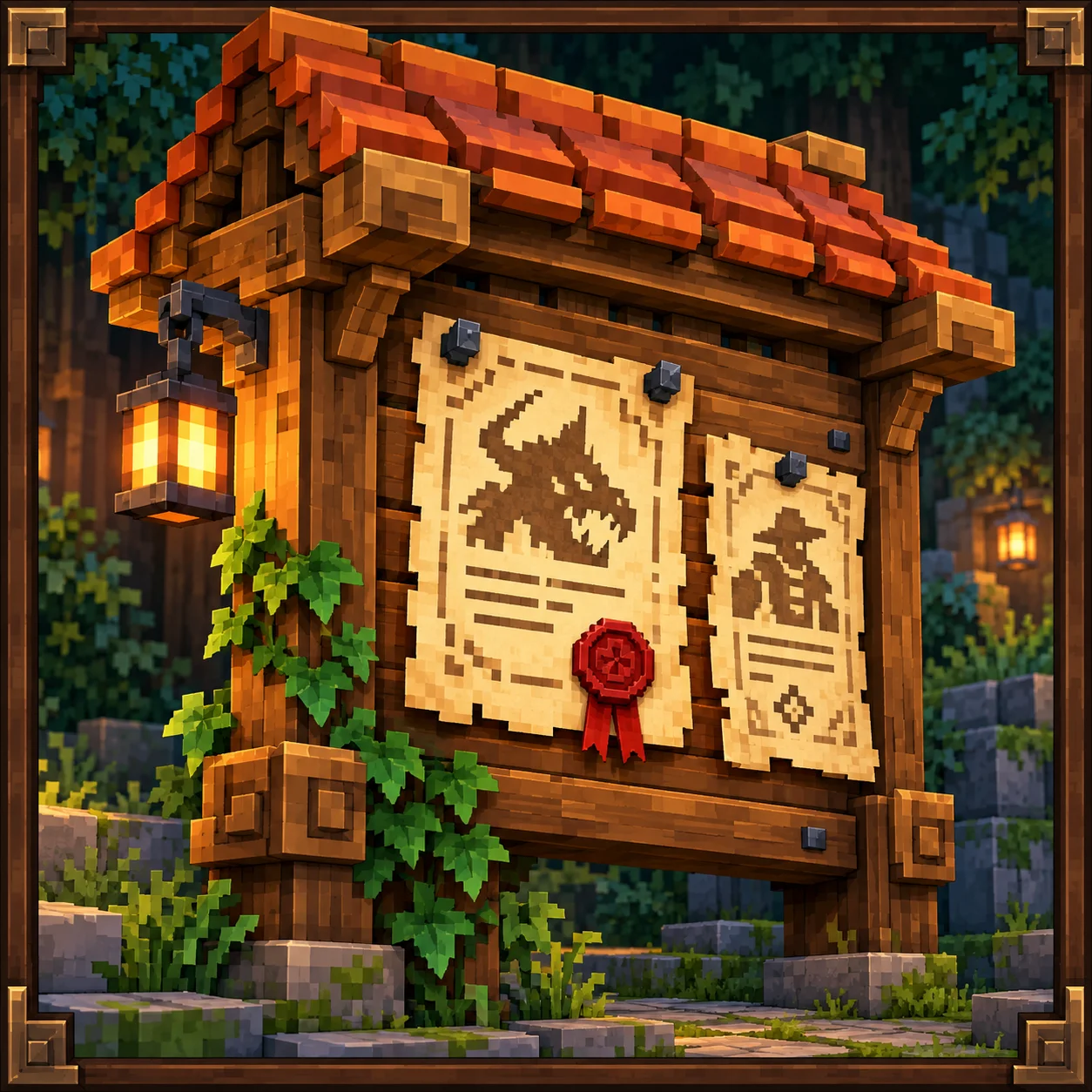 An illustrated medieval noticeboard from Contracts & Bounties